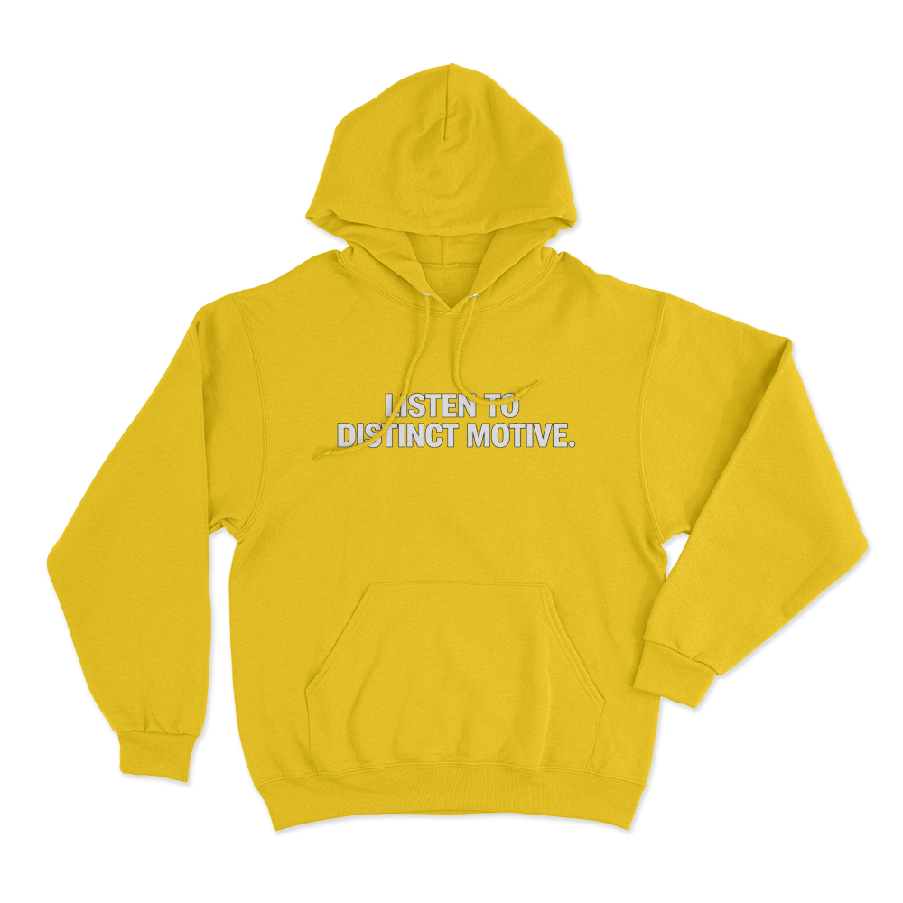 Listen To Distinct Motive Unisex Hoodie Yellow Listen To Distinct Motive Unisex Hoodie Yellow